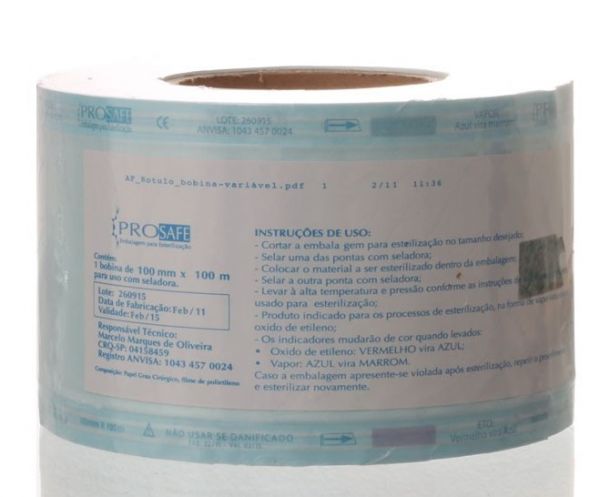 Embalagem Para Autoclave Em Bobina 100 mm X 100m